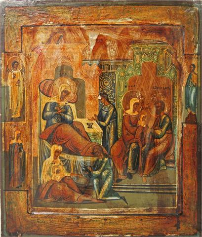 Ikone 'Geburt der Gottesmutter Maria', RUSSLAND, 19. Jh.