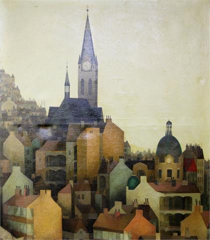 BENES, VLASTIMIL (1919-1981): "Stadt mit der Kirche", 1970.