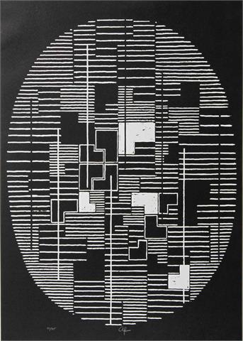 FLEISCHMANN, ADOLF RICHARD (1892-1968): Graphik, "Komposition in Oval", wohl um 1960,
