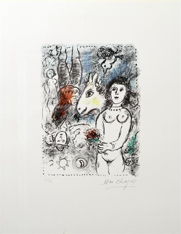 CHAGALL, MARC (1887-1985): "Nude with a little Bouquet (Akt mit kleinem Strauß)", 1984.
