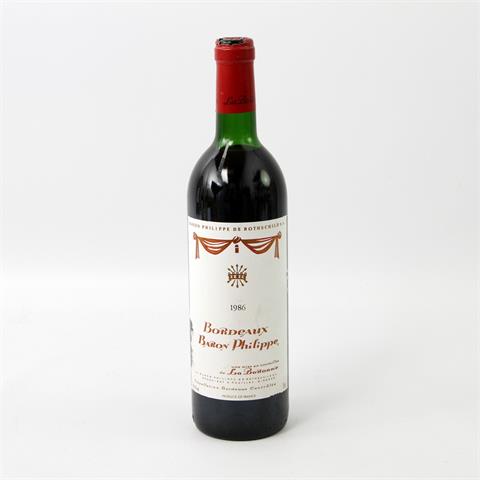 1 Flasche Bordeaux Baron Philippe, 1986,