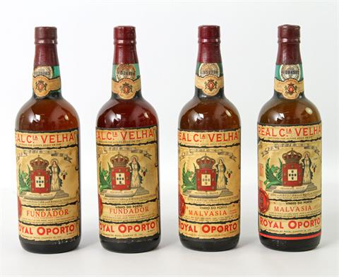 4 Flaschen Portwein: 2 Flaschen Real Companhia Velha Malvasia, 2 Real Companhia Velha Fundador, je 0,75 ml.
