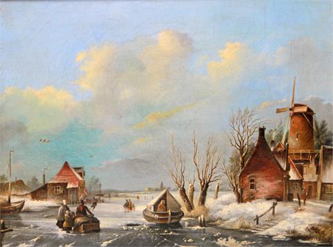 DE MEYER (Attrib.), ANTONIJ ANDREAS (1806 - 1867): Holländische Winterlandschaft.