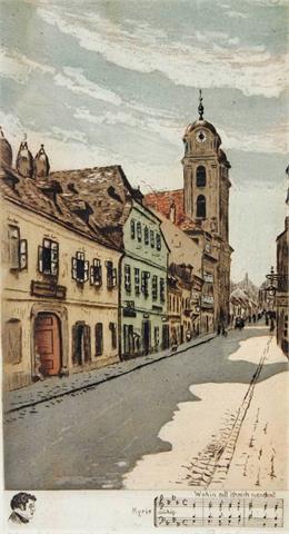 Wohl SCHINDLER, H.: Radierung, Lichtenthaler Kirche, Wien, 20. Jh.,