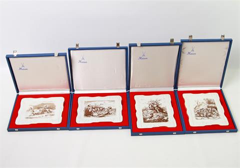 MEISSEN Set von vier Medaillons nach Motiven von Ludwig Richter.