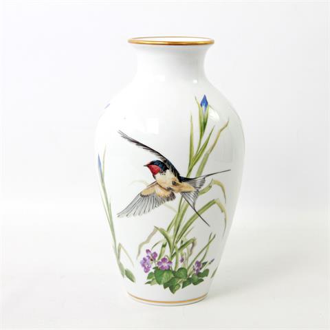 FRANKLIN Porcelain Vase "The Meadowland Bird Vase", 20.Jh.,