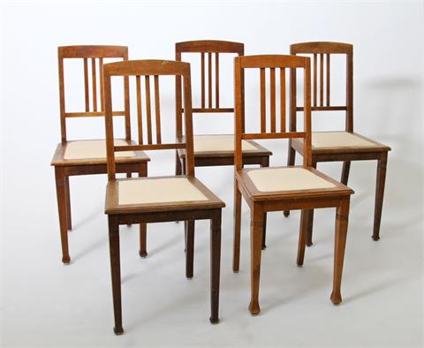 5 Stühle, so genannte Nikolai-Stühle, um 1900, Eiche.