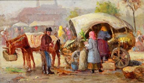 Wohl Agost Egervary Potemkin (1858 - 1930): Marktszene.