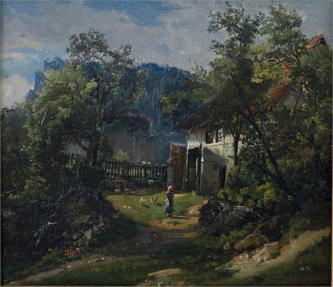 MALI, CHRISTIAN FRIEDRICH (Attrib.) (1832 - 1906): Gehöft in idyllischer Landschaft.