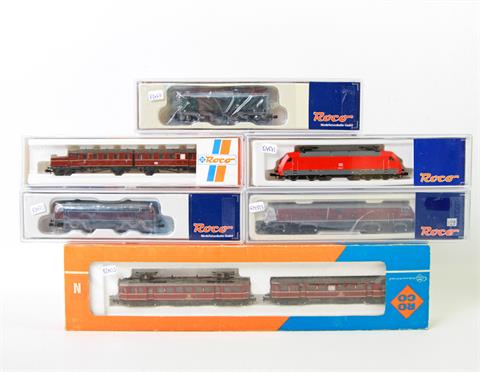 ROCO Konvolut von 6 Lokomotiven 2160A, 23268, 23451, 23393, 23420 und 23010, Spur N.
