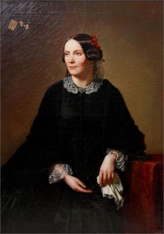 PORTRÄTMALER, 2. Hälfte 19. Jh.: Bildnis der Antonie Marianne  Wilhelmine v. Gustedt, geb. Gräfin  v. Flemming.