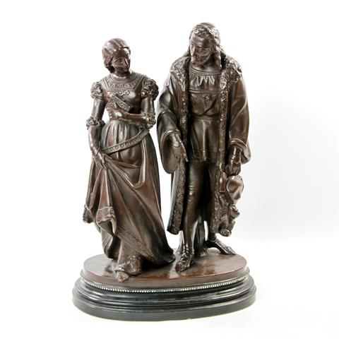 Figurengruppe, wohl Gretchen und Faust, Anfang 20.Jh.,