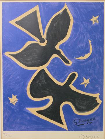 BRAQUE, GEORGES (1882-1963): "deux oiseaux au ciel nocturne", 1962,