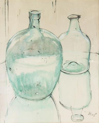 Stilllebenmaler (20./21. Jh.): Glasflaschen.