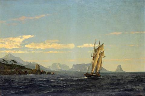 DIEMER, MICHAEL ZENO (1867 - 1939): Segelschiff vor sizilianischer Küste mit Blick auf Capo Zafferano.