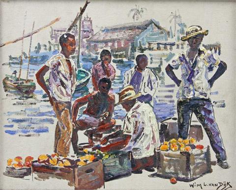 VAN DIJK, WILLEM LEENERT (1915-1990): "Cais de Bahia/Brasil", 1982.