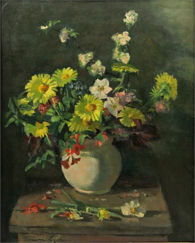 Stilllebenmaler (20. Jh.): Blumenstrauß in Vase.