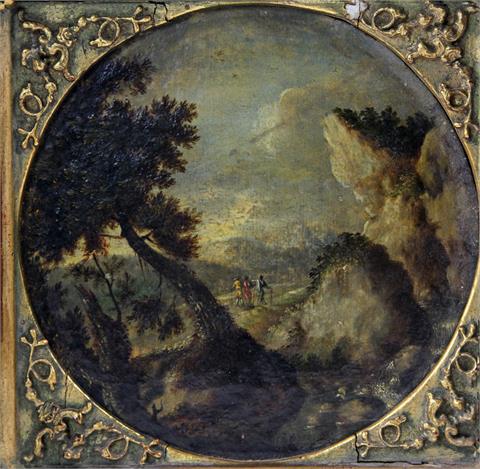 MILLET, JEAN FRANCOIS I  (1642-1679), NACHFOLGE: Tondo mit klassischer Landschaft und neutestamentlicher Szene.