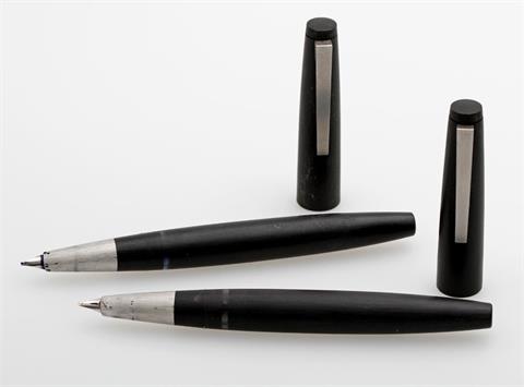 Zwei Schreibgeräte von LAMY, Serie "2000", schwarzes Makrolon/silberfarbener Clip.
