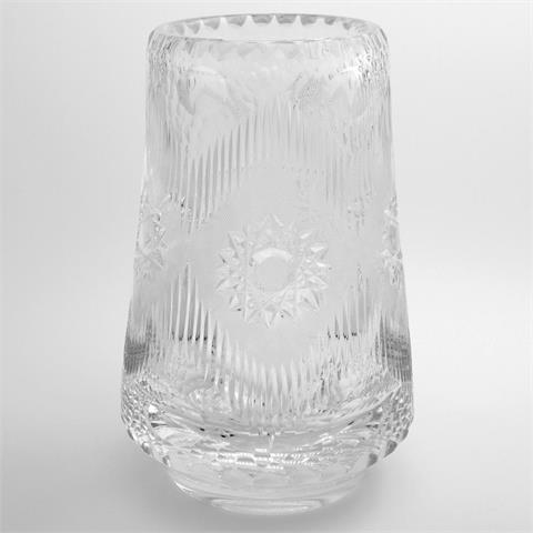 Vase, farbloses Kristallglas, 20./21. Jh.