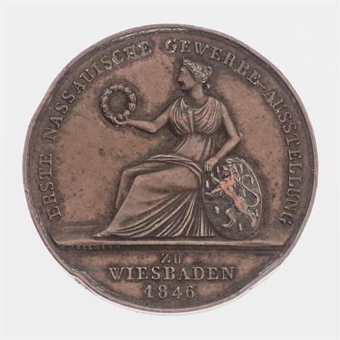 Medaille - 'DEM GEWERB=FLEISSE' zur 1. Nassauischen Gewerbe-Ausstellung