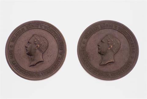 Württemberg - Konvolut: 2 Medaillen, Bronze, 'DEM LANDWIRTSCH. VERDIENSTE',