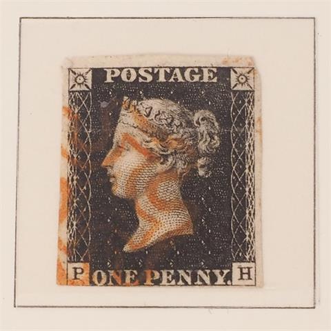 Großbritannien - 1841,  Black Penny (P-H) mit rotem Malteser
