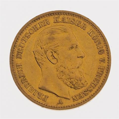 Preußen/GOLD - 20 Mark 1888 A, Friedrich v. Preußen,