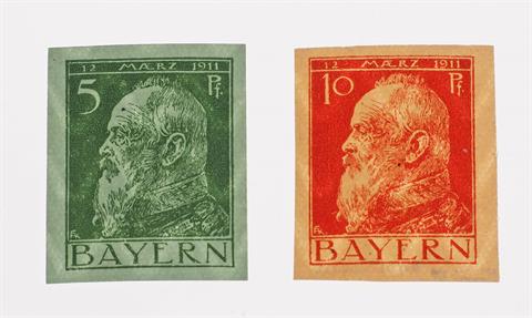 Bayern - 1911, 5 + 10 Pfg. UNGEZÄHNT statt gezähnt, pstfr.