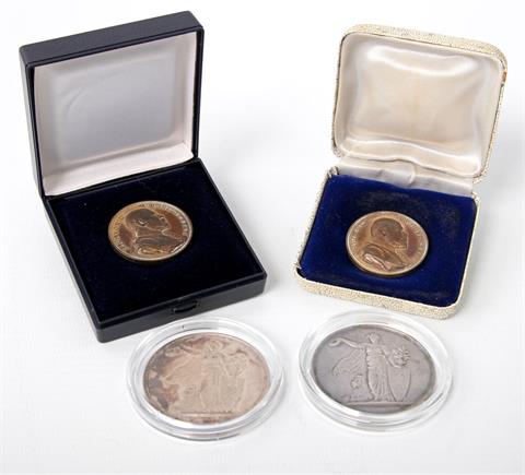 Württemberg / Bundesschiessen 1875 - 4 Silbermedaillen: 2 x Zum 25 jährigen Regierungsjubiläum Karls 1889 + 2 x Deutsches