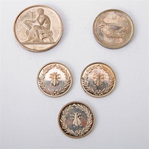 Medaillen - Konvolut: 5 Stück diverse Fleißmedaillen,