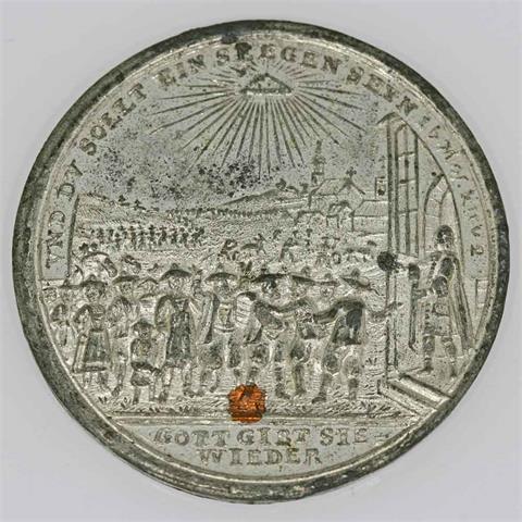 Medaille - Erzbistum Salzburg, Zinnmedaille o.J. (1732) auf die Salzburger Emigranten,
