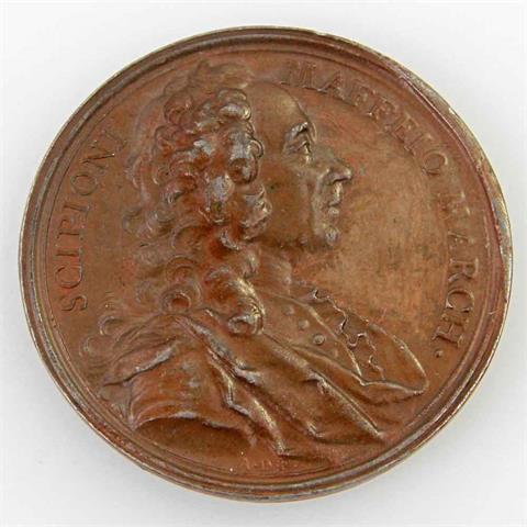 Medaille - Italien, Bronzierte Blei-/Zinnmedaille v. Dassier auf die Gründung des Antikenmuseums in Verona