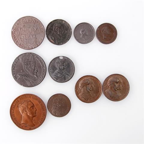 Medaillen - Polen, Konvolut: 10 Blei-/Zinnmedaillen und -münzen,