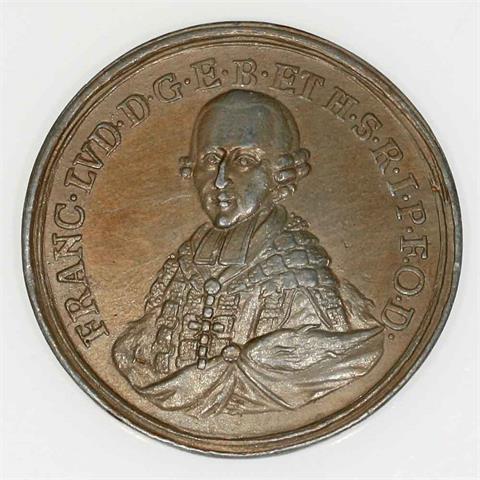 Medaille - Bistum Bamberg, Bronzierte Blei-/Zinnmedaille 1779 auf seine Konsekration, Franz Ludwig von Erthal 1779-1795,