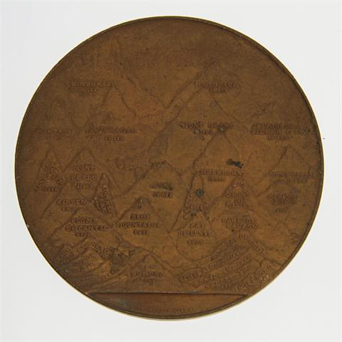 Medaille - England, Bronzierte Blei-/Zinnmedaille o.J. von Sir Edward Thomason auf die Mineral-/Erzführenden Berge der Welt,