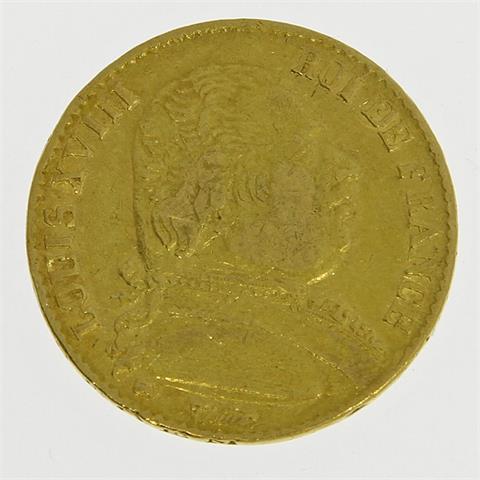 Frankreich/GOLD - 20 Francs 1814 A, Paris, Louis XVIII., 1814-1830,