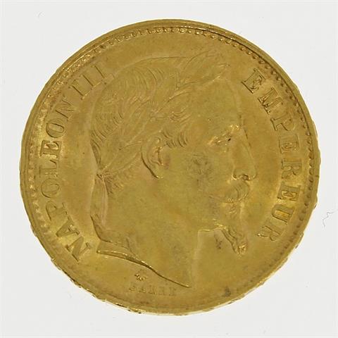 Frankreich/GOLD - 20 Francs 1868 A, Paris, Napoleon III., 1852-1870,