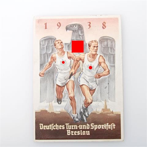 Postkarte - Propaganda III. Reich: Deutsches Turn- und Sportfest Breslau 1938,