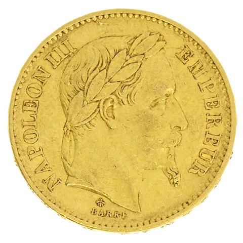 Frankreich / Gold - 20 Francs 1868 A, Napoleon III., 1852-1870,
