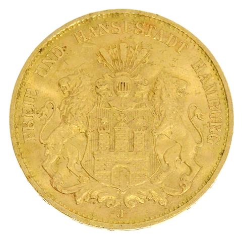 Deutsches Reich/Gold - 20 Mark 1913 J, Freie und Hansestadt Hamburg,