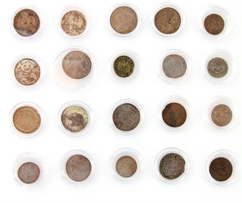 Württemberg - Sammlung von 20 Kleinmünzen von 1595 bis 1758,