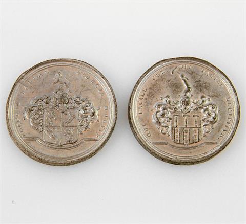 Münster i. W. - Medaillen, Konvolut: 2 Stück. Frühe Abgüsse von den Originalen, 2 Zinnguss-Medaillen auf Gesandte beim