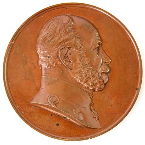 Seltene große Bronzemedaille von Kullrich 1871. Auf den siegreichen Einzug Wilhelms I. in Berlin