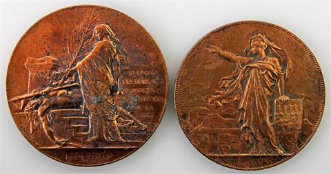 Medaillen - Konvolut: 2 Stück, Thematik Frankreich, Gedenkmedaillen,