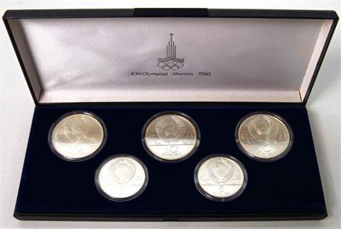 Russland - Box Olympia 1980, 3 x 10 Rubel und 2 x 5 Rubel,
