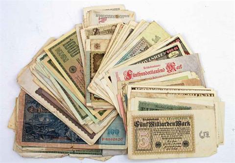Banknoten - ca. 170 Stück, Deutschland, dabei Ausgaben Karlsruhe aus der Hochinflation,