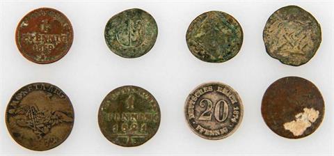 Altdeutsche Kleinmünzen - Konvolut, 8 Stück,