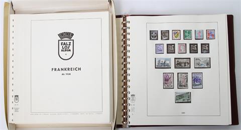 Briefmarken - Frankreich ab 1938. Sammlung Frankreich Vordrucke ab 1938 bis 1971. Sehr lückenhafte Sammlung Postfrisch und