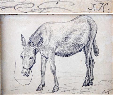 MONOGR. J.K., 19./209.Jh.: Studie eines Esels.